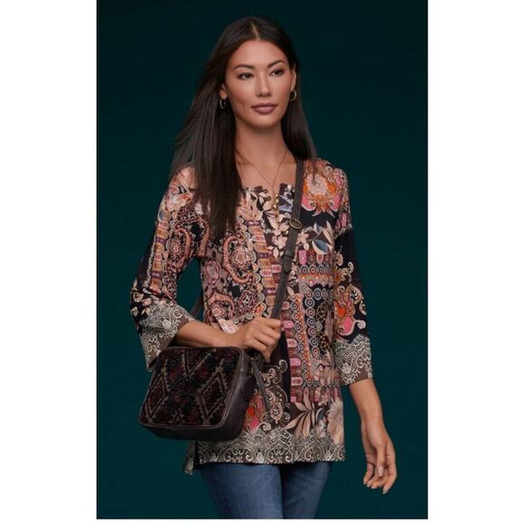 JOHNNY WAS Lace Print Floral Tunic Size L - Picture 6 of 10